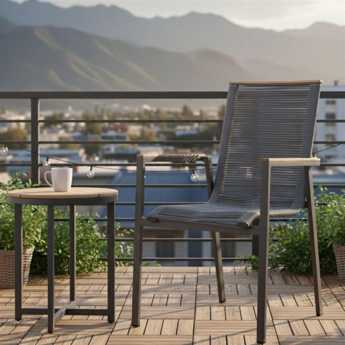 GARTENSTUHL Alicante - Grau, Metall (57/90/60cm) - Mr. Deko