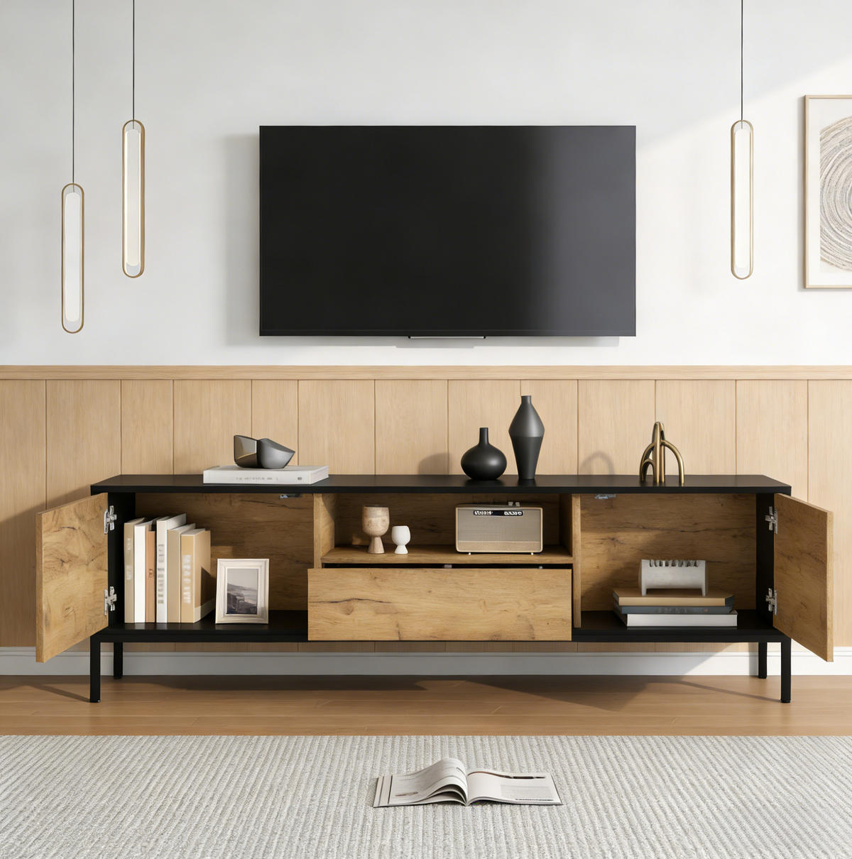 TV-ELEMENT mit 2 Türen und 1 Schublade 170 x 35 x 50 cm Oak - Braun, Holzwerkstoff (35/50/170cm) - Beauniv
