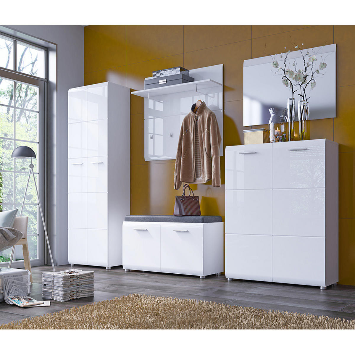 SCHUHSCHRANK Malabo-129 - Weiß, Holzwerkstoff (90/120/36cm) - Lomado