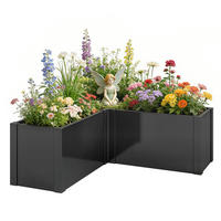 HOCHBEET DE-05405 L-förmig, verzinkter Stahl Schwarz - Schwarz, Metall (150/55/150cm) - ComfortXL