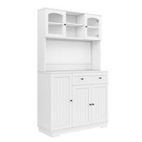 BUFFET DE-38770 103,5/40/180 cm Lochblech und 6 Vitrinenfächer Weiß - Weiß, Holzwerkstoff (103.5/180/40cm) - ComfortXL
