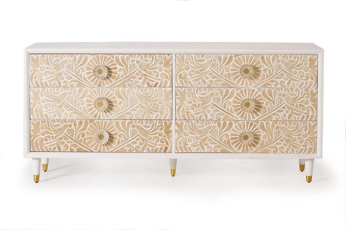 KOMMODE aus Mangoholz - Weiß, Holz (170/80/40cm) - Giner y Colomer