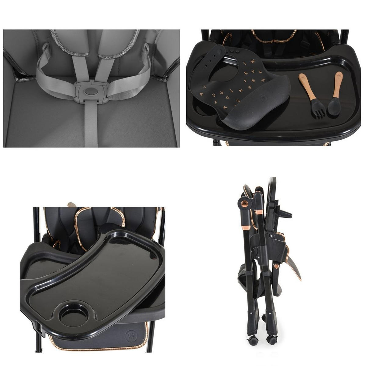 HOCHSTUHL Lindo schwarz Lätzchen Besteck Räder Korb höhenverstellbar - Schwarz, Kunststoff (49/100/90cm) - Moni