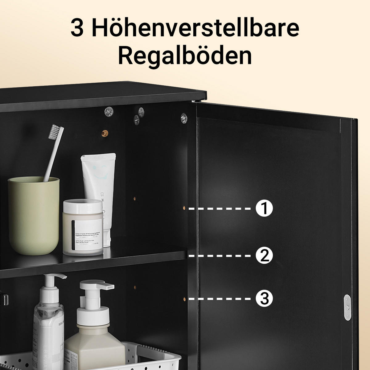 SPIEGELSCHRANK Schwarz - Schwarz, Glas/Holzwerkstoff (50/45/20cm) - SoBuy