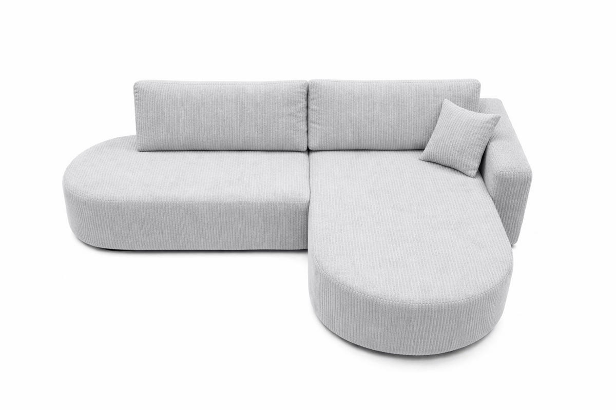 ECKSOFA Mit Schlaffunktion Und Bettkasten, Cordstoff Poso, Hellgrau, Rechts, ROUND ONE OPEN XL - Hellgrau, Holz (262/175cm) - Kaiser Möbel