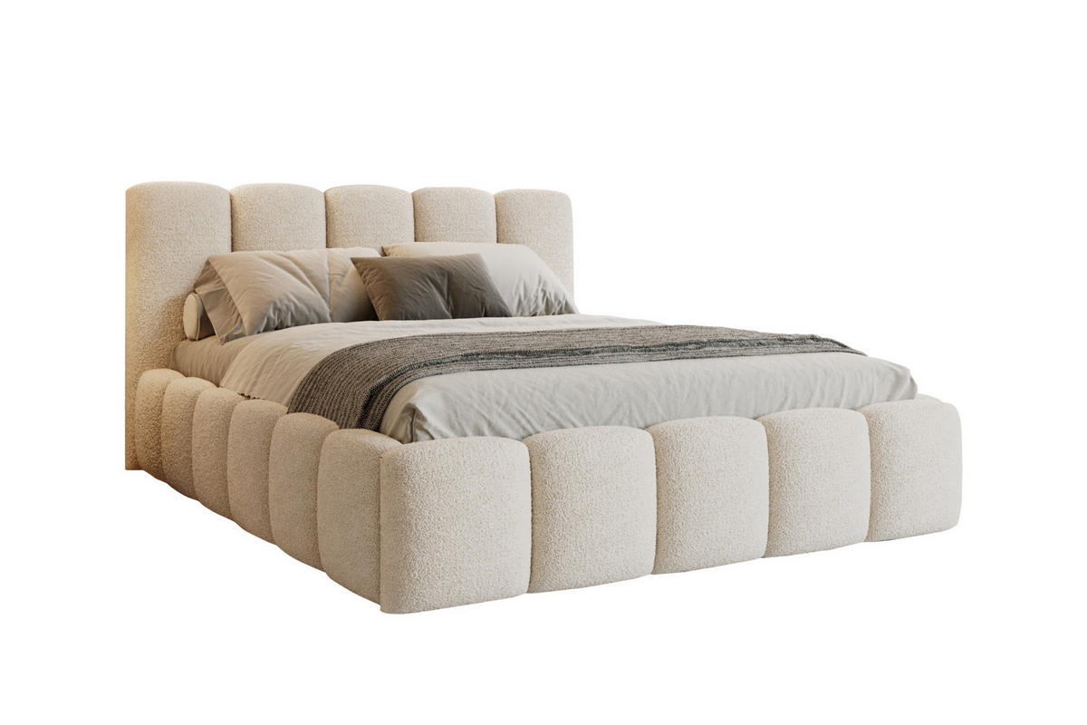 POLSTERBETT VIVIAN 180/200 in Boucle Creme - Braun, Holz/Holzwerkstoff (180/200cm) - Deine Möbel 24