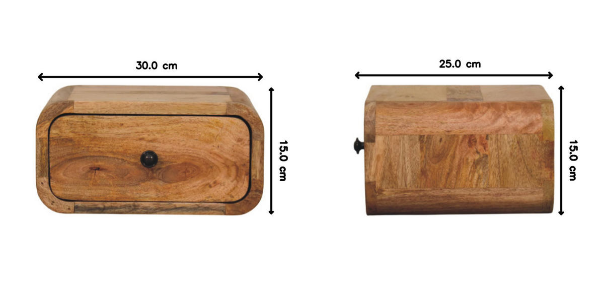 NACHTKASTEN Avora Mini Wandmontiert Eichenoptik, 1 Schublade, Beige - Beige/Schwarz, Holz/Metall (30/15/25cm) - Artisan Furniture