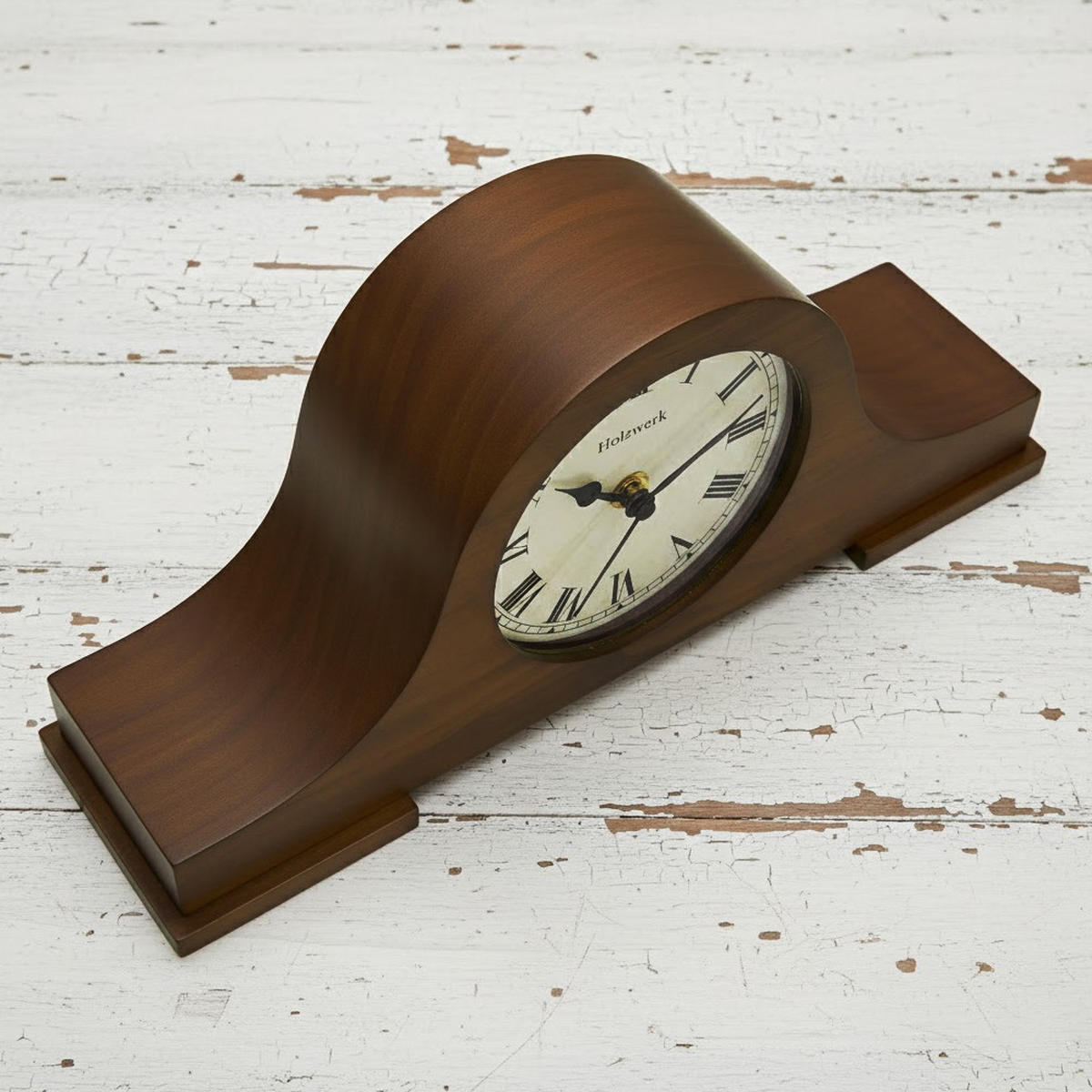 TISCHUHR Holz Vintage GOSLAR Retro Tisch Uhr, walnuss braun - Walnussfarben, Glas/Holz (33/15/5cm) - Holzwerk