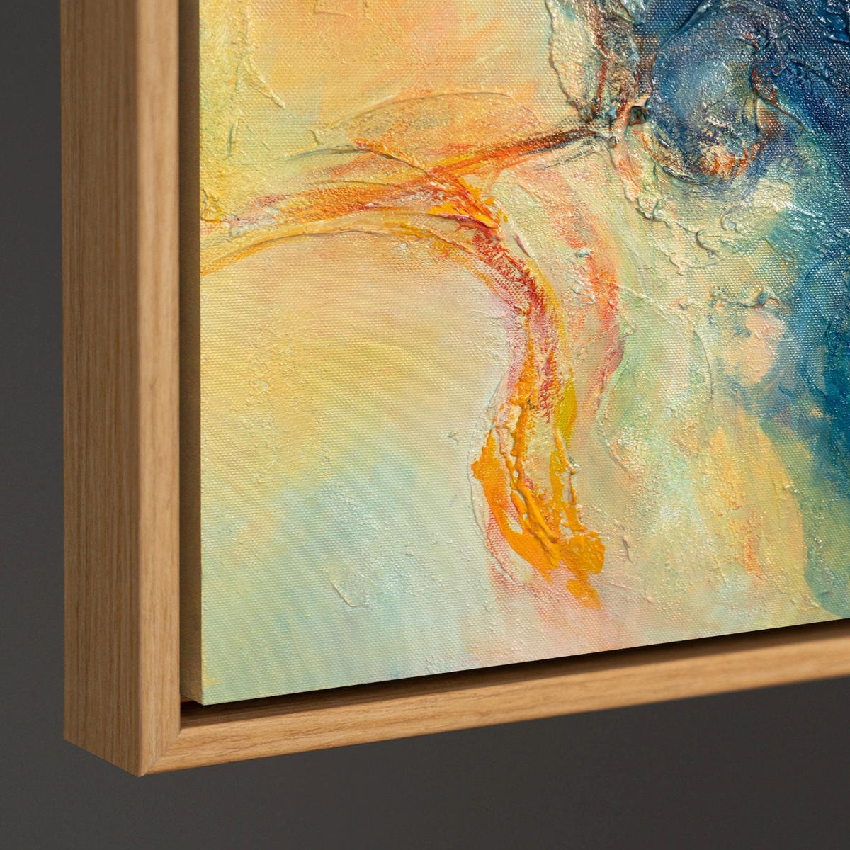 GEMÄLDE Verschmelzung der Energien Schattenfugenrahmen Eichefarben 140x100 cm - Eichefarben, Holz (140/100cm) - YS-art gallery