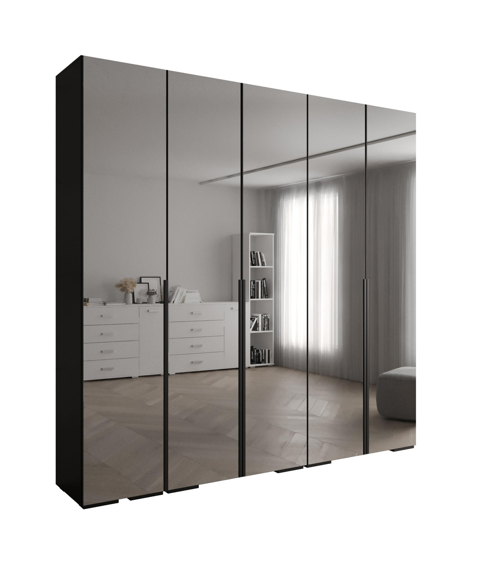 DREHTÜRENSCHRANK 236.7/250/47 5-türig - Schwarz, Holz/Metall (250/236.7/47cm) - Abiks Möbel