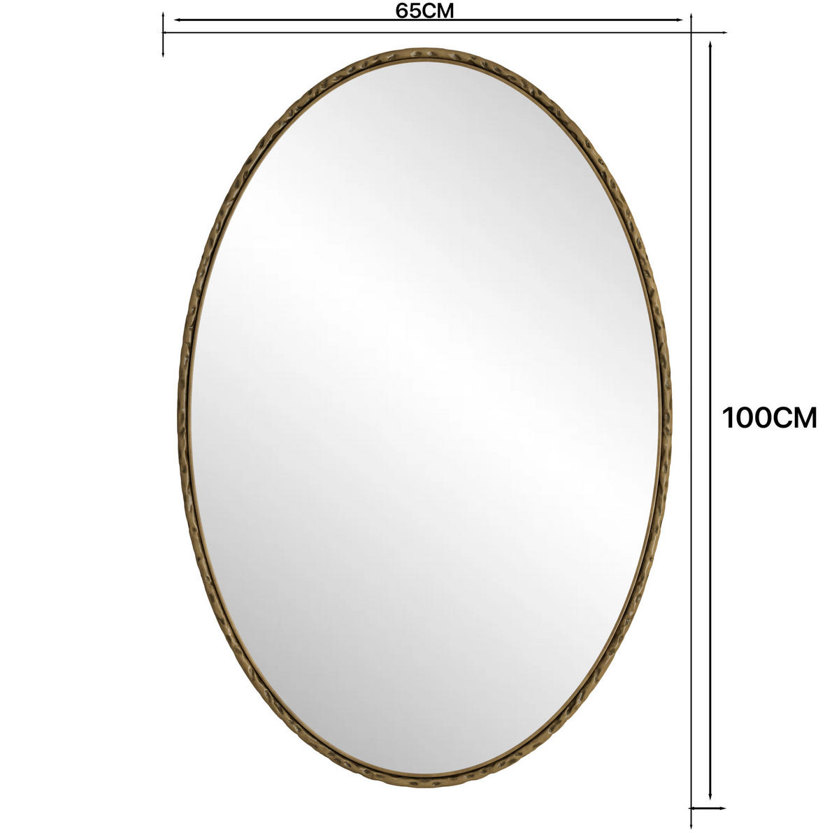 WANDSPIEGEL 65/3/100 cm Ovaler Gold aus Glas, Eisen und MDF zum Hängen - Goldfarben, Glas (3/100/65cm) - OKWISH