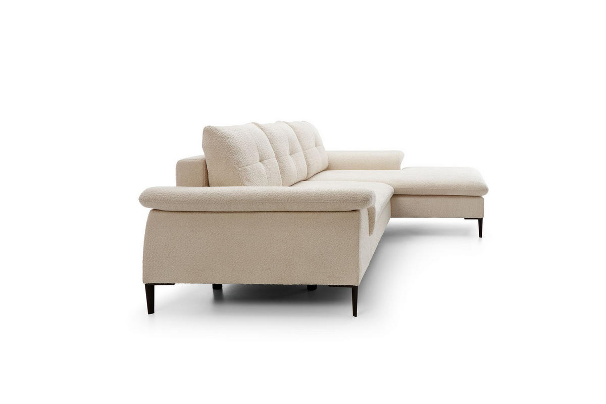 ECKSOFA BREZZA Beige Plüsch-Stoff mit Schlaffunktion - Beige, Holz (268/172cm) - MASSENO