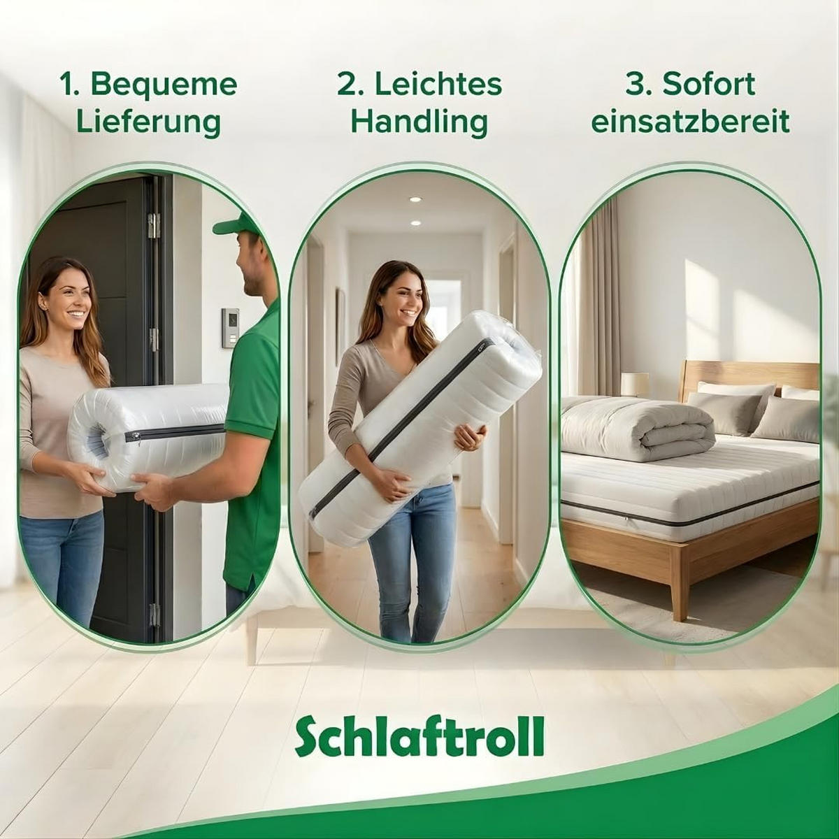 KALTSCHAUMMATRATZE 100x200 cm – 25 cm Komforthöhe – 7 Zonen – H2 H3 - Weiß, Textil (100/200cm) - Schlaftroll