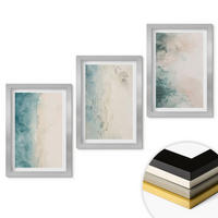 WANDBILDER 3er Set - 20x30 cm Silberner Rahmen - Minimalismus auf Aquarellleinwand - Silberfarben, Kunststoff (20/30cm) - ArtPrintCave