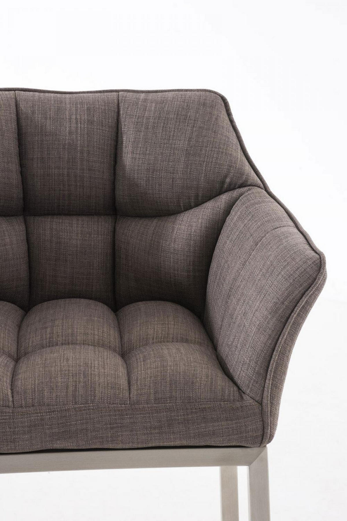 BARHOCKER Stoff grau - Edelstahlfarben/Grau, Textil/Metall (64/110/48cm) - CLP