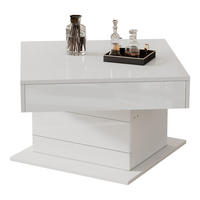 COUCHTISCH, hochglänzende Spanplatte, hebbar bis 59 cm & 360° drehbar, 70/70/45 cm, Weiß - Weiß, Holzwerkstoff (70/70/45cm) - Redom