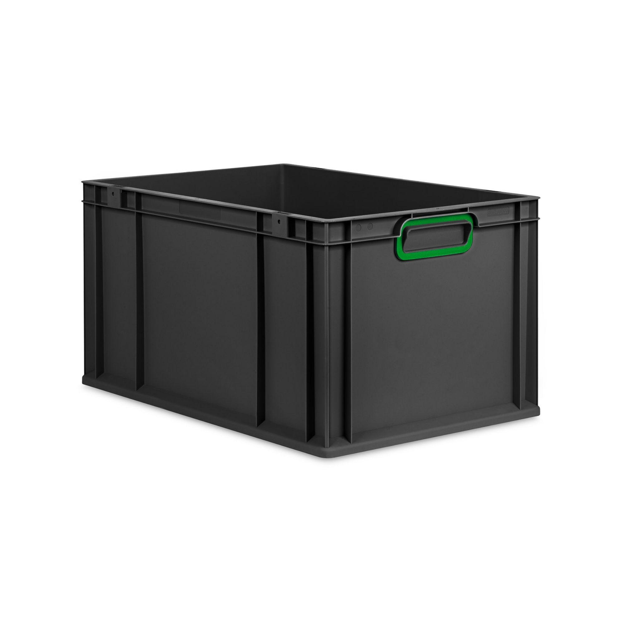 EUROBOX NextGen Color 32x40x60 cm 65 Liter Griffe grün zu, Schwarz - Schwarz/Grün, Kunststoff (40/32/60cm) - PROREGAL