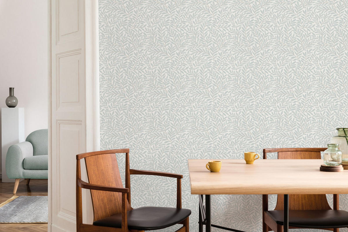 TAPETE Blätter im skandinavischen Stil 53 cm x 10 m - Blau, Papier (53/1000cm) - Sanders & Sanders