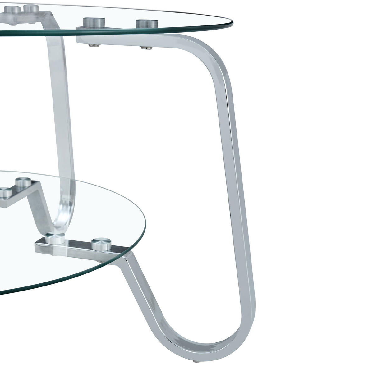 COUCHTISCH aus Metall 80x80x45 cm und Glas Silber mit 2 Ablageebenen - Silberfarben, Glas (80/80/45cm) - IVMEU