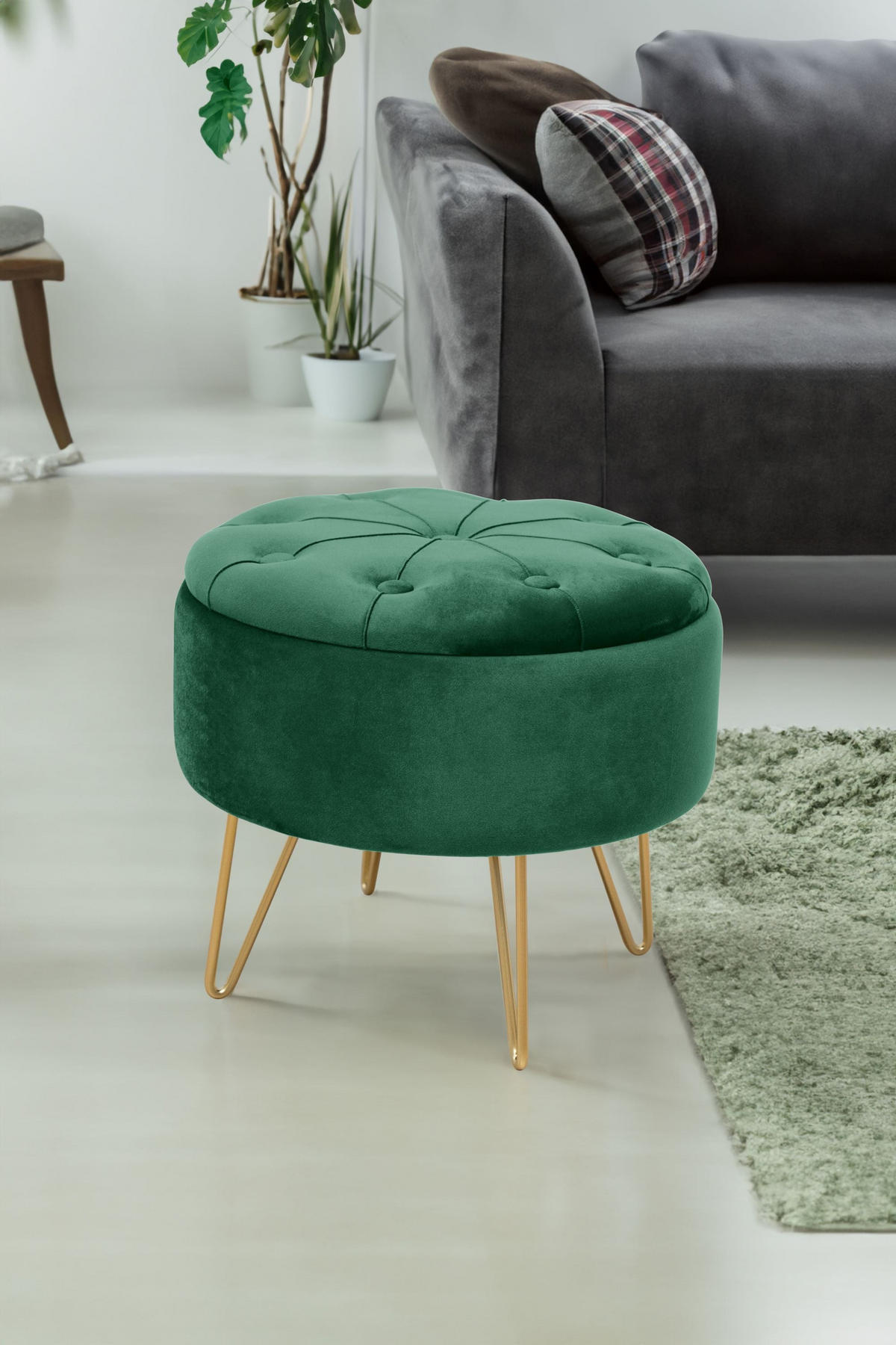 ČALÚNENÝ TABURET Zelený 38/33/38 - zelená, textil (38/33/38cm) - RAUMHIRSCH FURNITURE