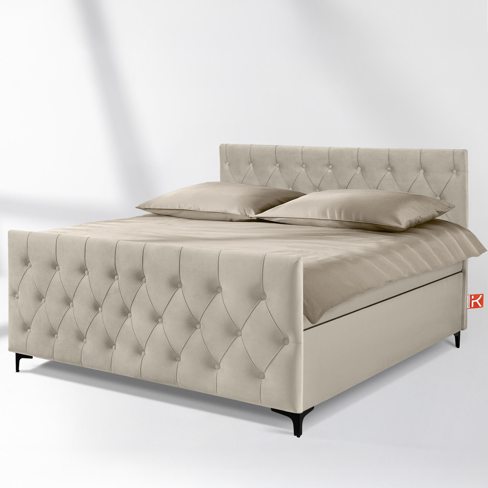 POLSTERBETT ARDEA, Creme - Creme/Schwarz, Holz/Holzwerkstoff (160/200cm) - KONSIMO®