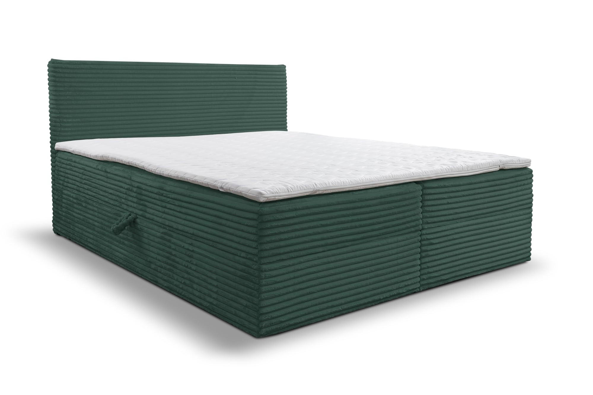 BOXBETT TILLY mit zwei Bettkästen H2/H3 Matratze und Topper 140 x 200 cm - Grün, Holzwerkstoff (140/200cm) - VENASI MÖBEL
