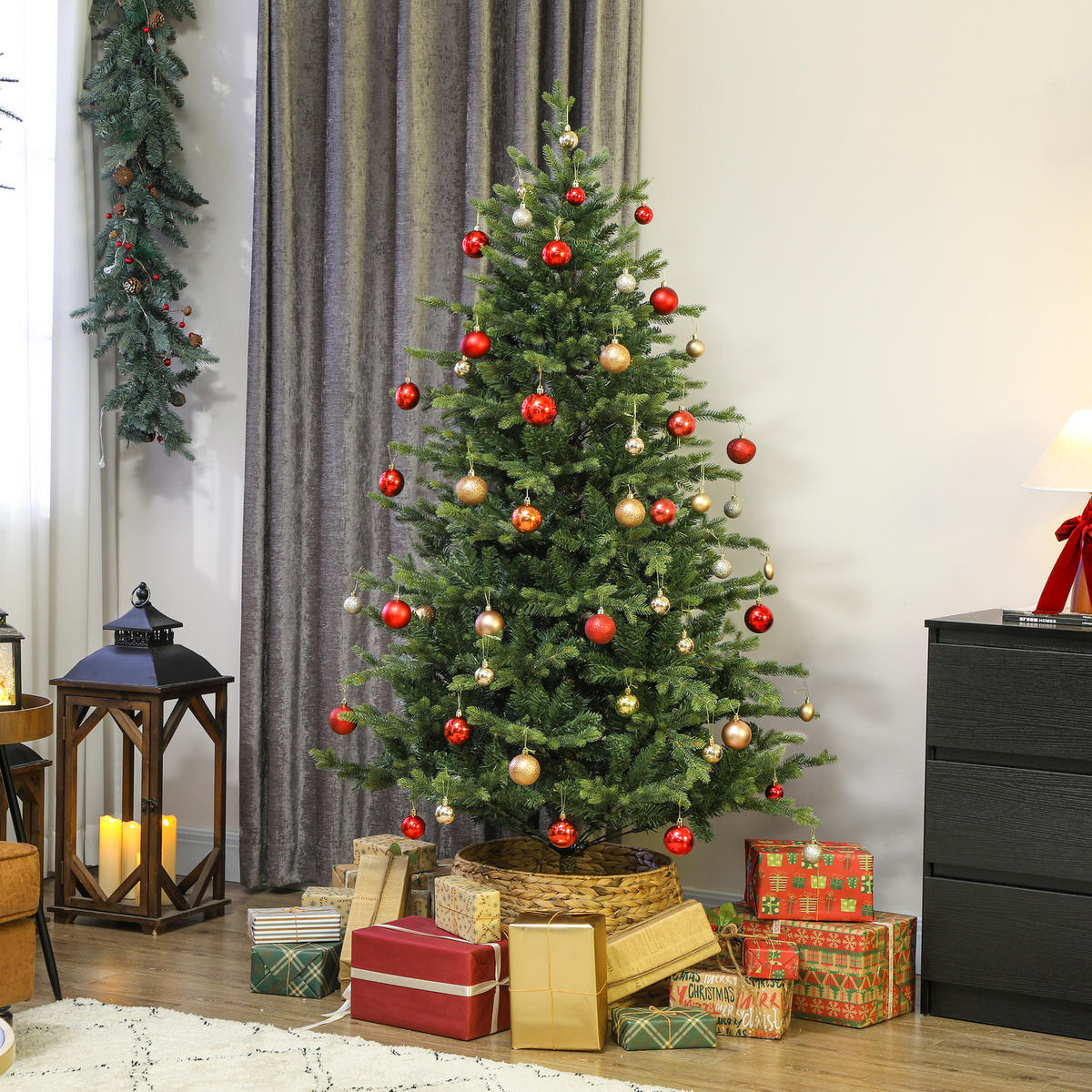 WEIHNACHTSBAUM künstlich 180 cm Christbaum mit dichten Zweigen Grün - Grün, Kunststoff (180cm) - HOMCOM