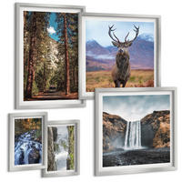 BILDER SET 5er Set - 50x50 cm & 20x30 cm & 40x60 cm Silberner Rahmen - London-Ansichtsgemälde-Set - Silberfarben, Kunststoff (40/60cm) - TULUP