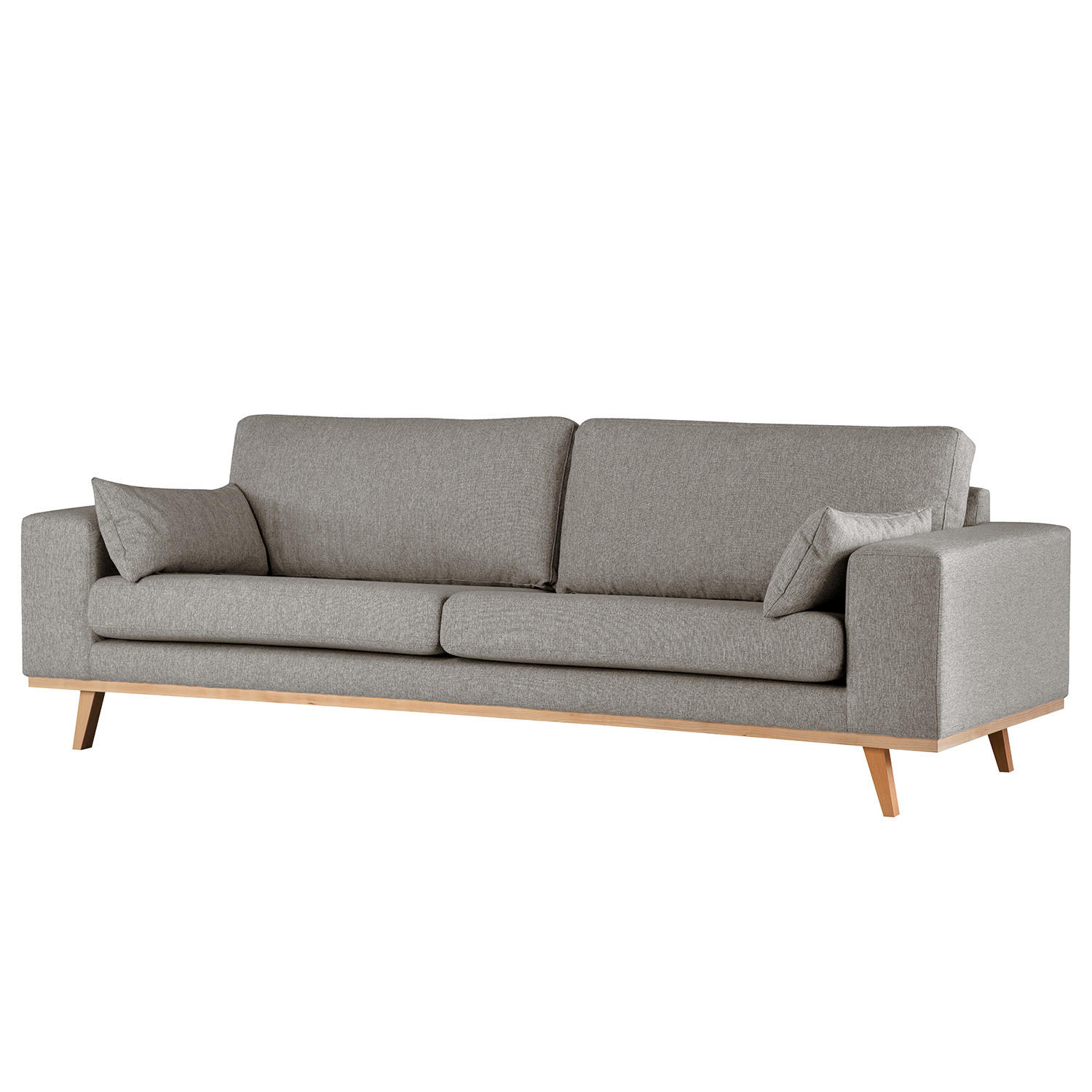 3-SITZER SOFA - Graubraun/Buchefarben, Textil (237/81/88cm) - home24