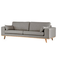 3-SITZER SOFA - Graubraun/Buchefarben, Textil (237/81/88cm) - home24
