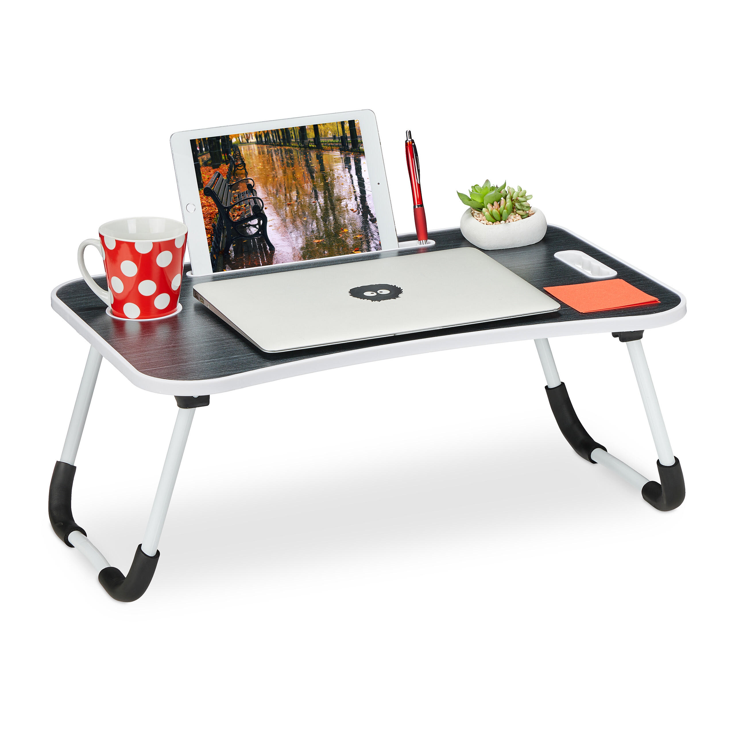 LAPTOPTISCH - Schwarz, Kunststoff/Metall (40/63/26cm) - Relaxdays
