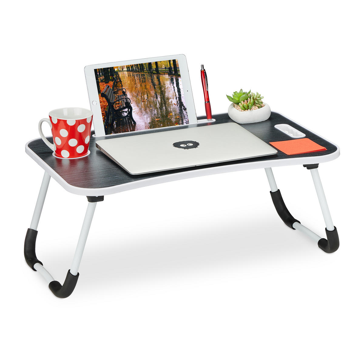 LAPTOPTISCH - Schwarz, Kunststoff/Metall (40/63/26cm) - Relaxdays