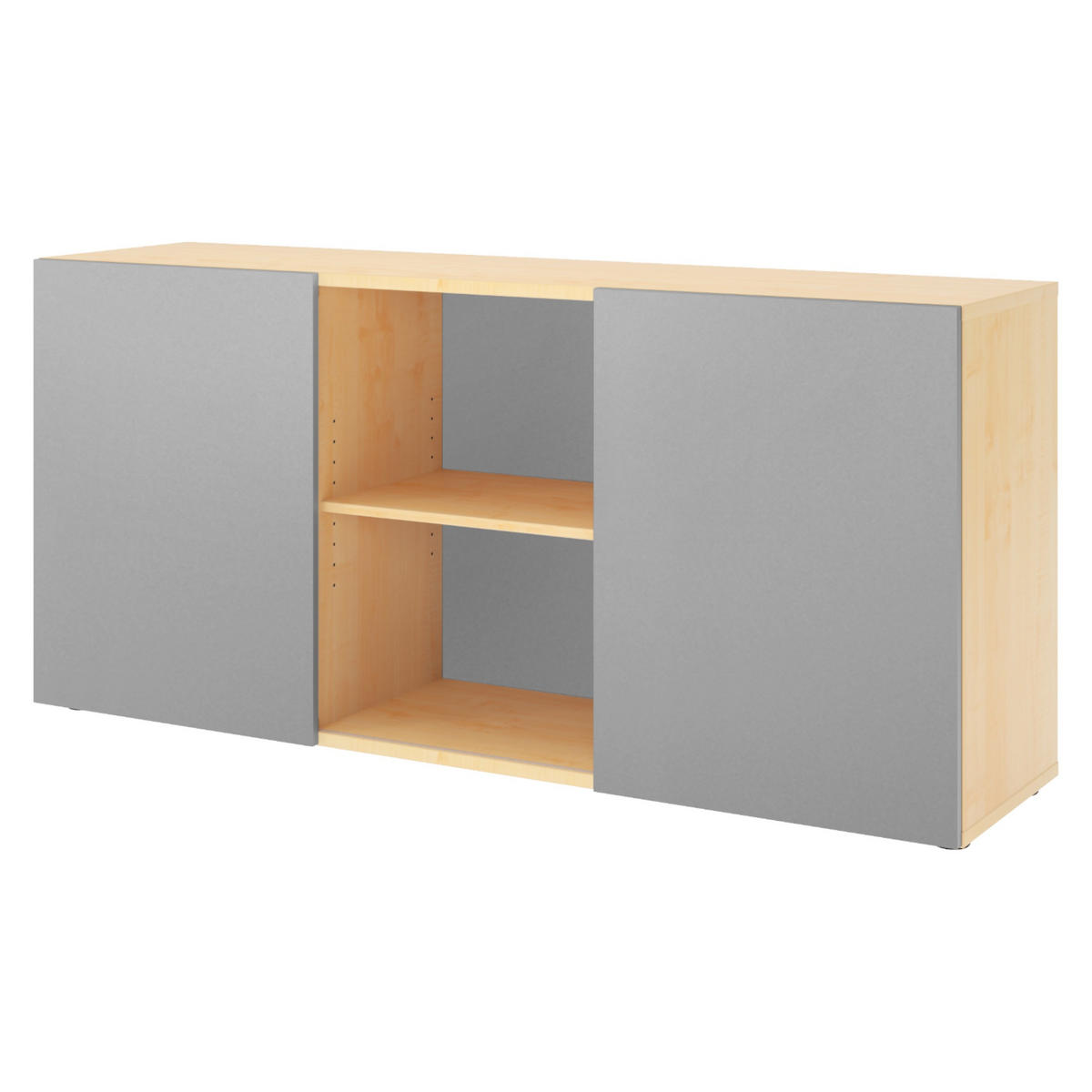 SIDEBOARD mit Schwebetür 42/160/74,8 cm in Ahornfarben/Silberfarben - Silberfarben/Ahornfarben, Holzwerkstoff (160/74.8/42cm) - bümö