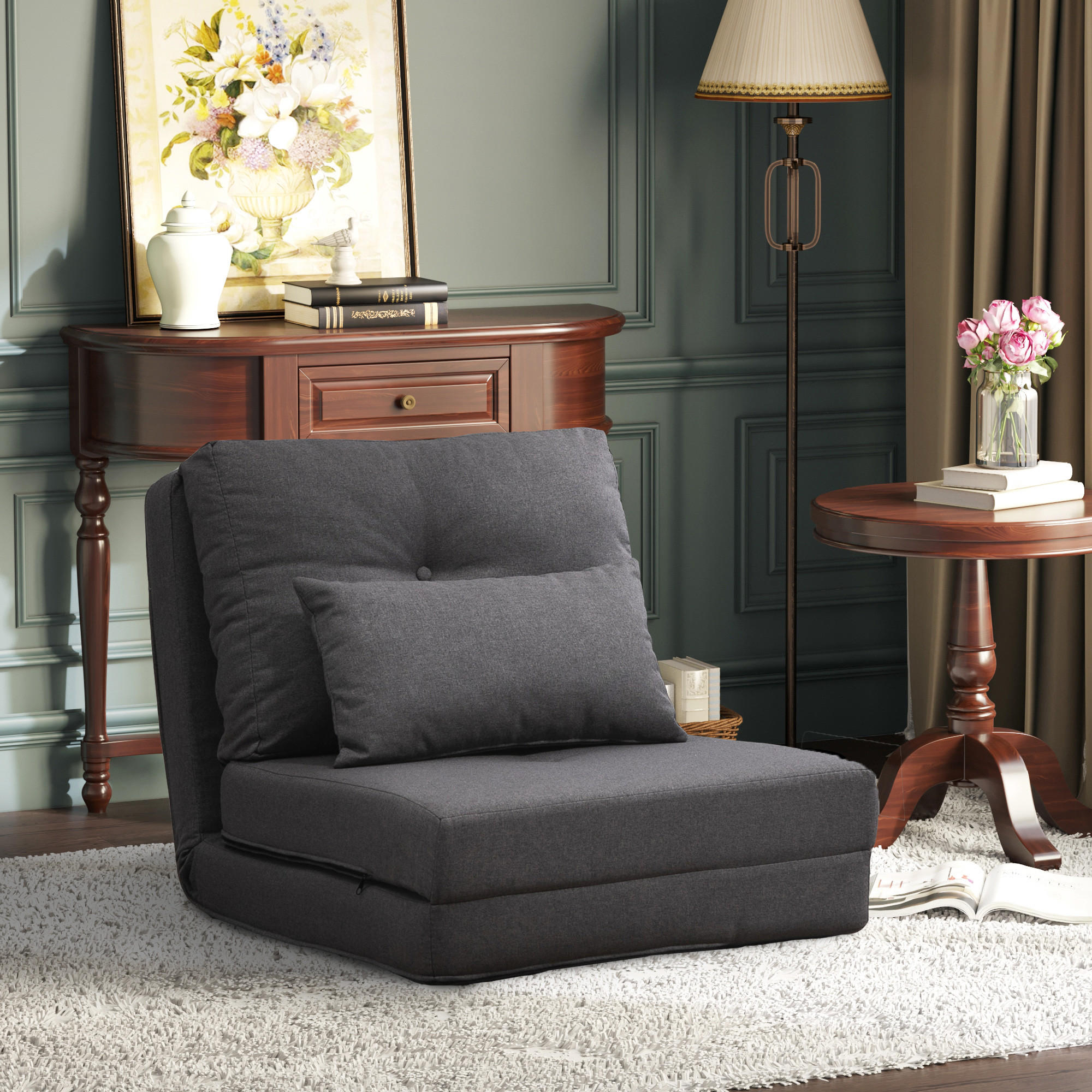 BODENSTUHL, Leinen, Metall, Dunkelgrau - Dunkelgrau, Textil (60/56/80cm) - HOMCOM