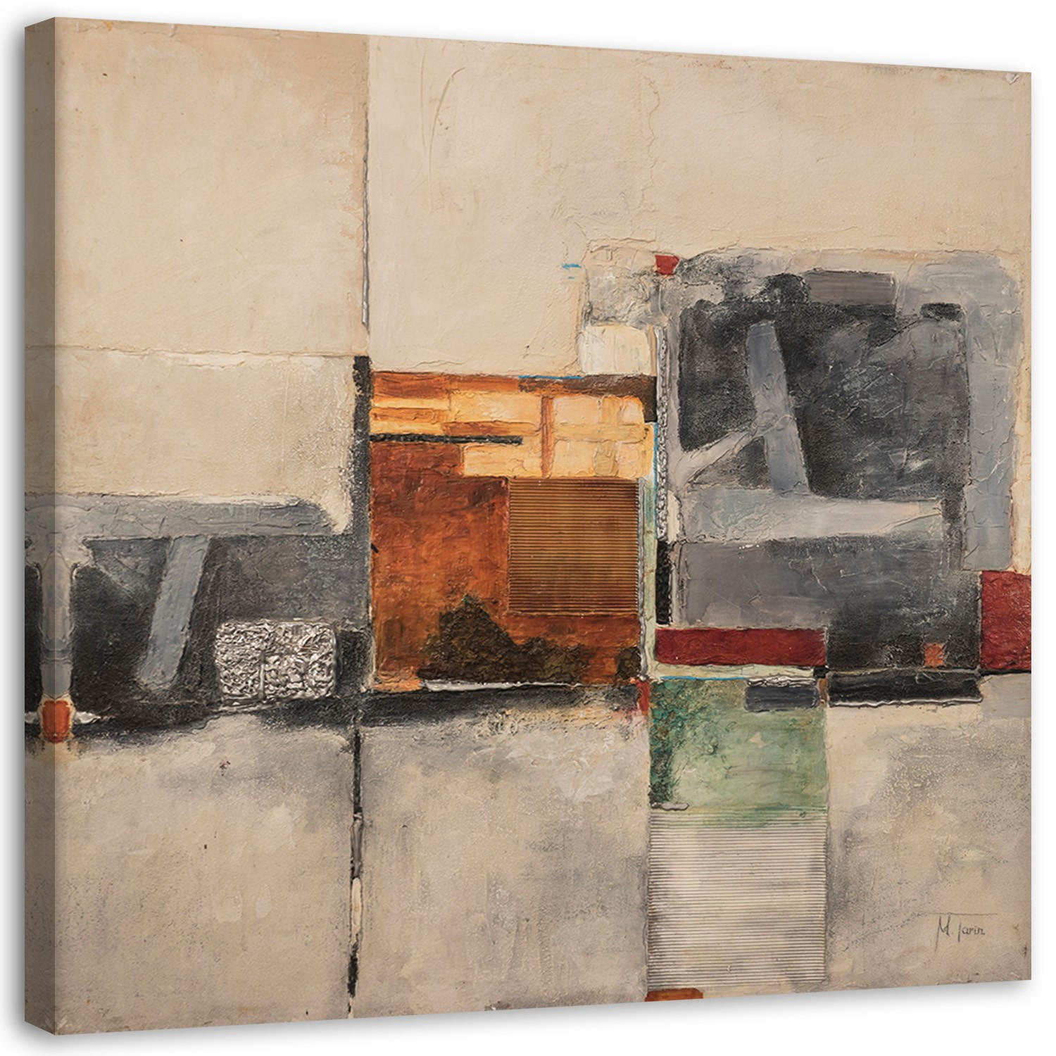 LEINWANDBILD Abstrakte Zusammensetzung 40x40cm - Grau, Textil (40/40cm) - Feeby