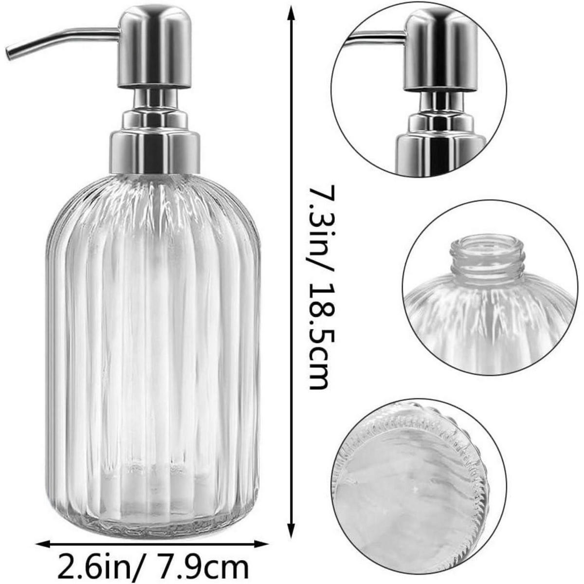 SEIFENSPENDER Glas mit Edelstahlpumpe Transparent - Transparent, Glas (6.6/18.5/6.6cm)