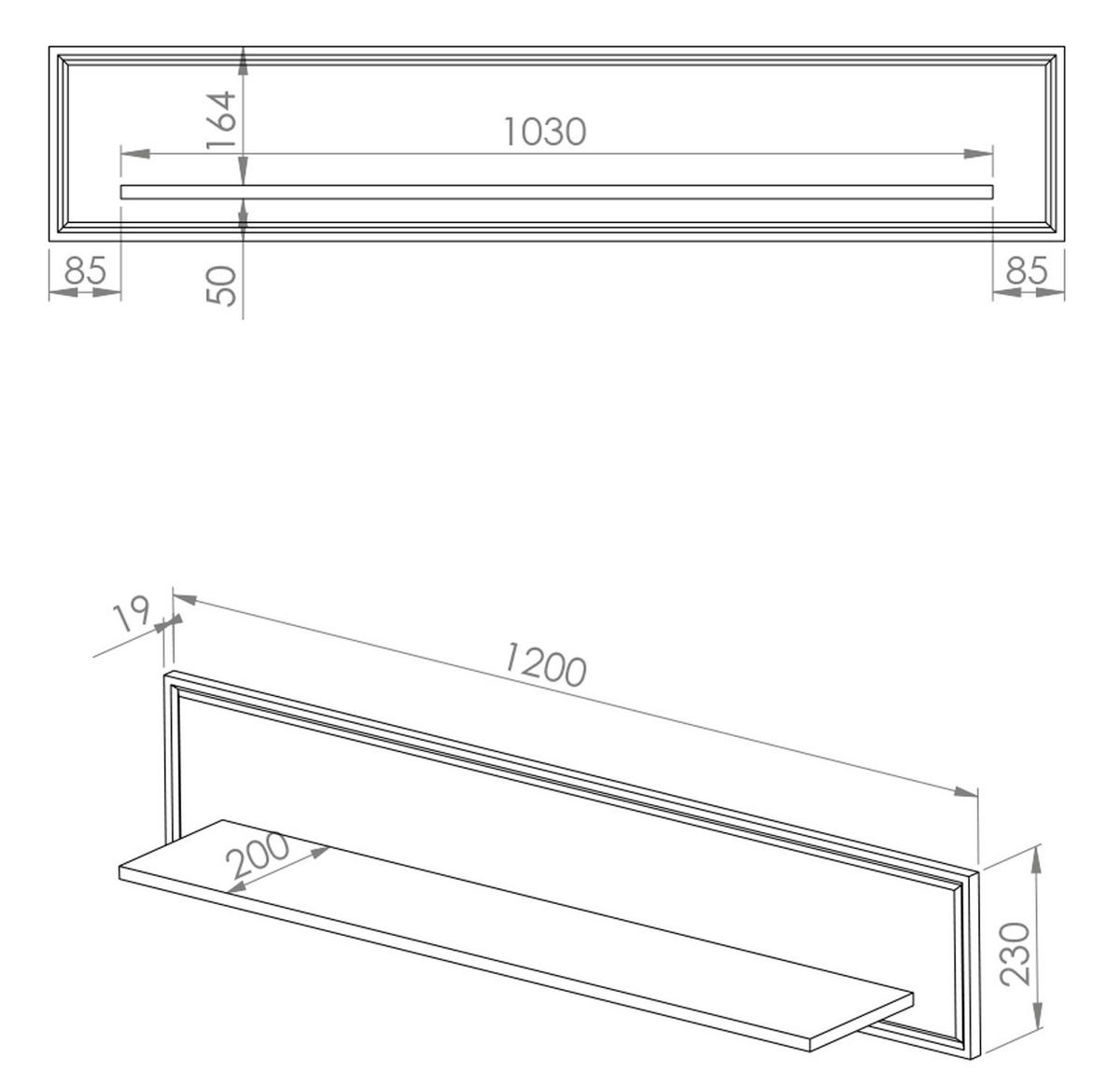 WANDBOARD Goldin weiß 120 / 22 / 23cm - Weiß, Holz/Holzwerkstoff (120/23/22cm) - Feldmann-Wohnen