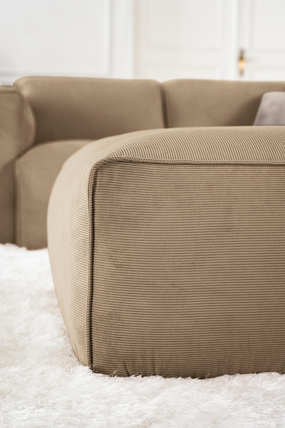 POLSTERHOCKER - Taupe/Schwarz, Kunststoff/Textil (81/38/100cm) - home24