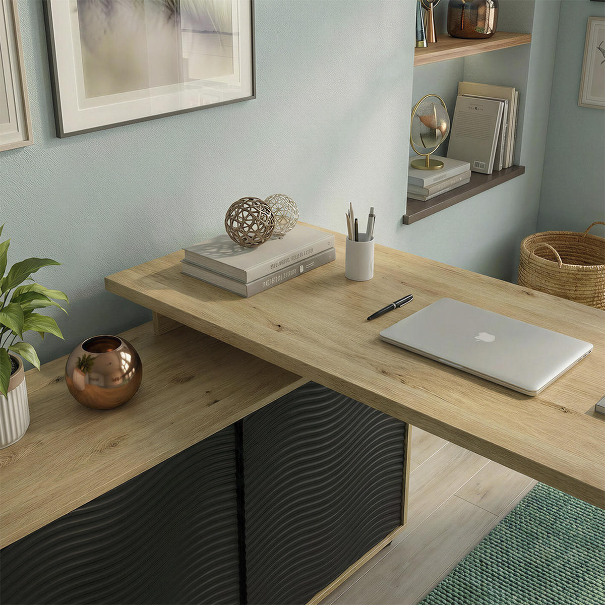 ROHOVÝ PSACÍ STŮL Notivo Černá - černá, kompozitní dřevo (55/135/77cm) - Vicco