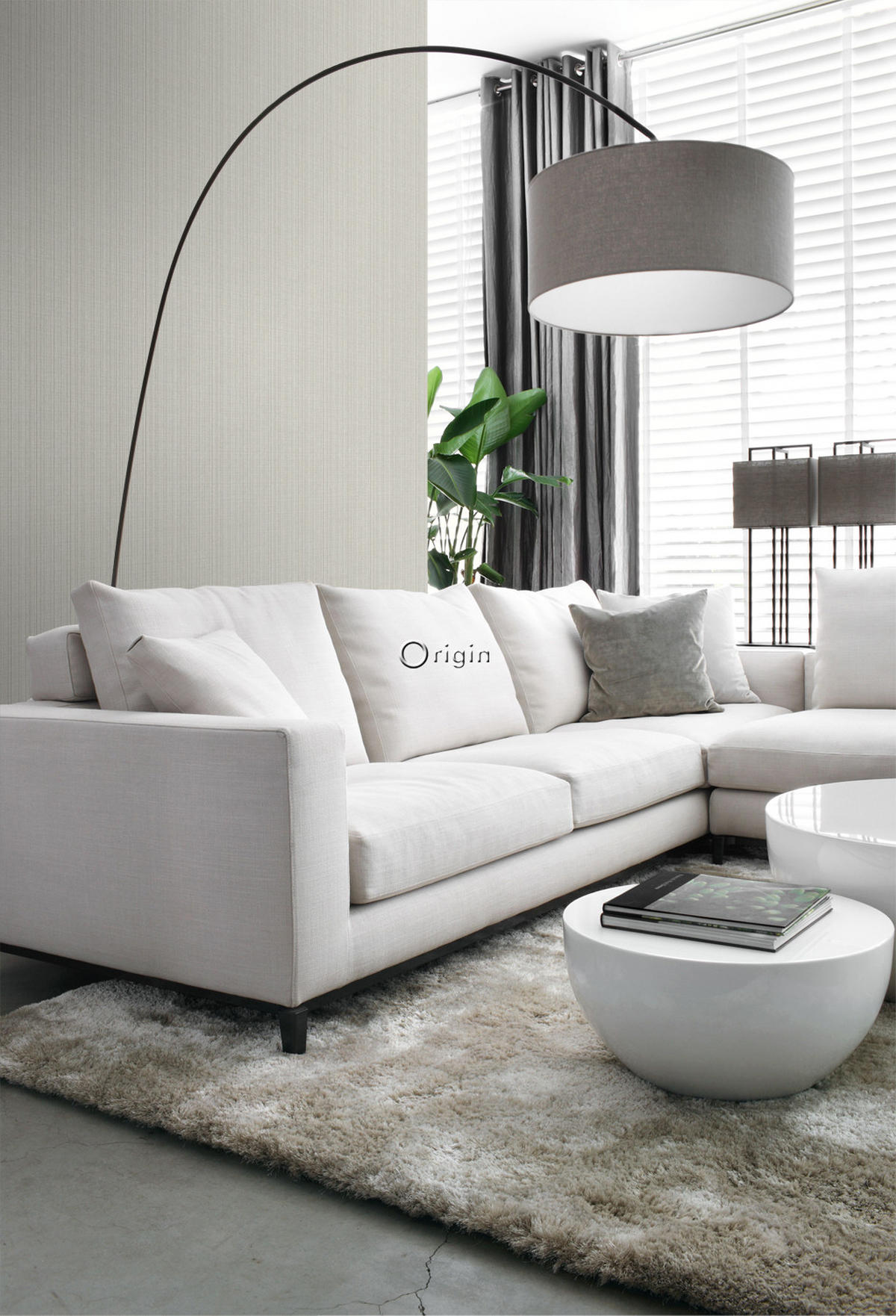 TAPETE Gewebeoptik 53 cm x 10.05 m - Grau, Papier (53/1000cm) - Origin Wallcoverings