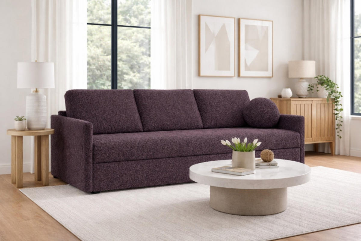 SOFA Pflaume-Braun SISI Mit Schlaffunktion - Braun, Textil (207/90/87cm) - Sepro Meble
