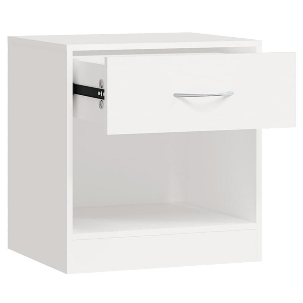 NACHTTISCH 2-teilig mit Schublade 36,5/30,5/38 cm in Weiß - Silberfarben/Weiß, Holz/Metall (36.5/38/30.5cm) - vidaXL