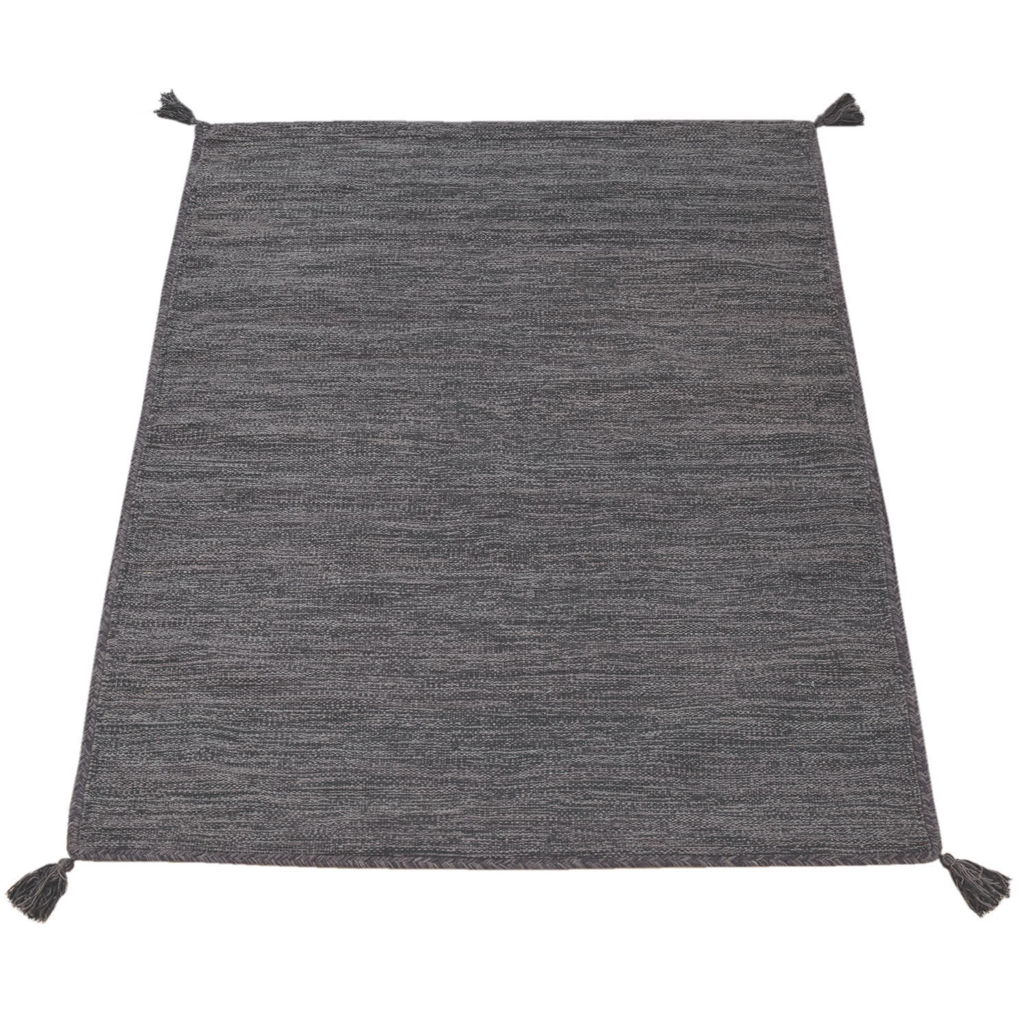 BAUMWOLLTEPPICH Unifarben mit Fransen wendbar schmutzabweisend Grau Rechteckig 120x170 - Grau, Textil (120/170cm) - KADIMA DESIGN