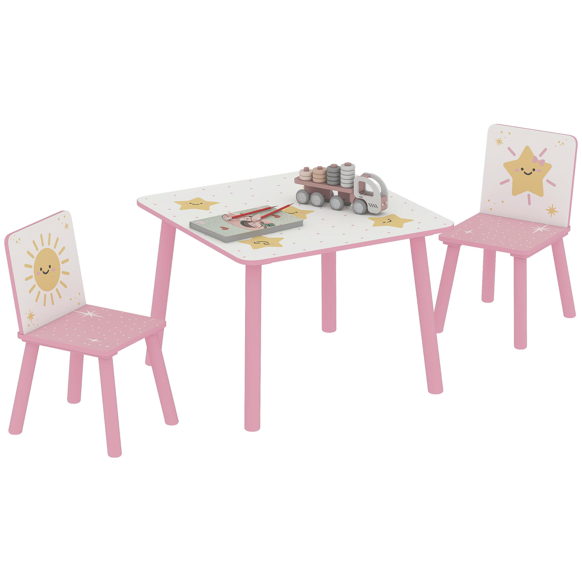 KINDERSITZGRUPPE DE-17534 mit Sternenmotiv, 60x60 cm Rosa - Pink, Holzwerkstoff (60/44/60cm) - ComfortXL