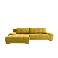 ECKSOFA WAVE Mit Schlaffunktion, Stoff SORO, Gelb Links - Gelb, Holz (105/281cm) - Kaiser Möbel