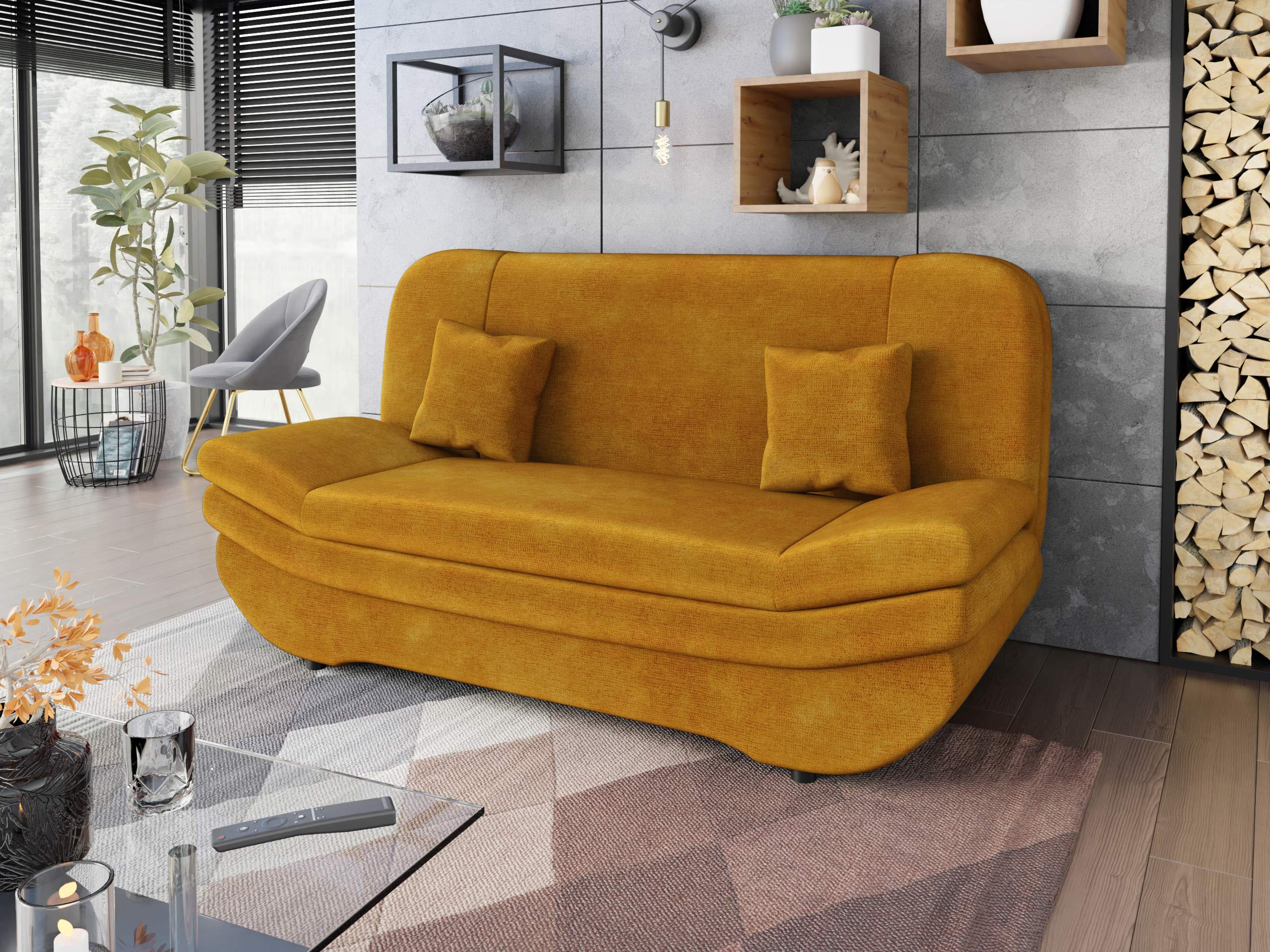 SCHLAFSOFA Weronika - Gelb/Schwarz, Holz/Kunststoff (200/95/90cm) - MIRJAN24