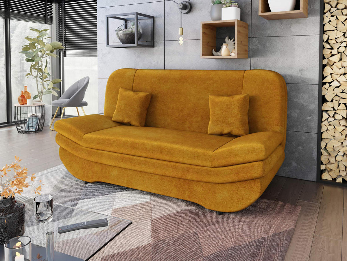 SCHLAFSOFA Weronika - Gelb/Schwarz, Holz/Kunststoff (200/95/90cm) - MIRJAN24