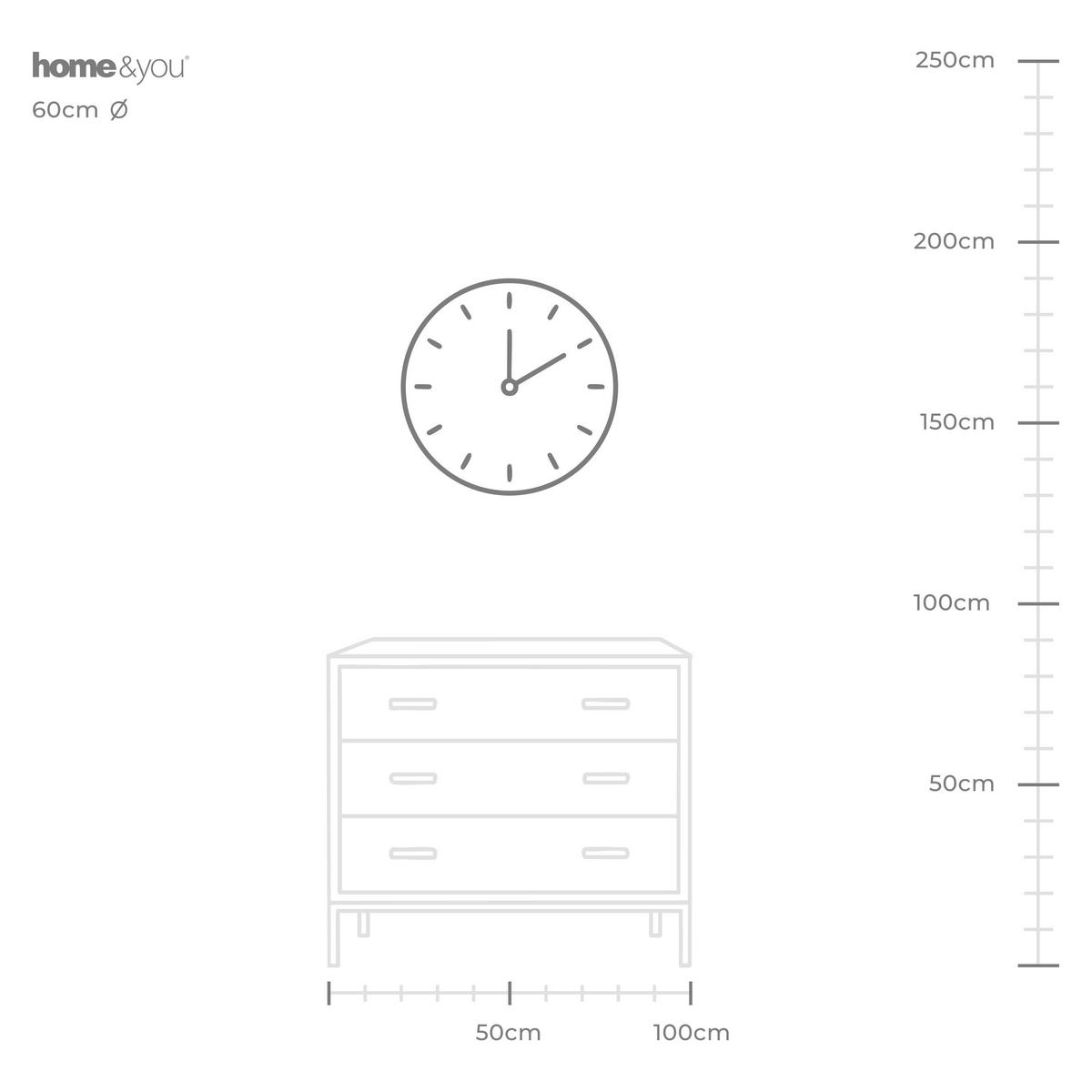 WANDUHR Remo 60x60cm, Schwarz - Schwarz, Metall (60/60/60cm) - home&you