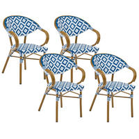 GARTENSTUHL 4er-Set Polyrattan Blau/Weiß Caspri - Weiß, Kunststoff (41/81/51cm) - Beliani