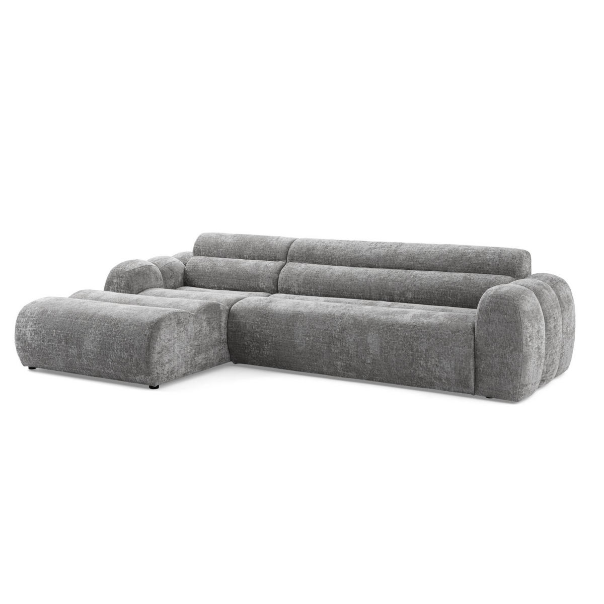 4-SITZER modulares Ecksofa VEER SET 1 Links, 298 x 175 cm, Chenille Webstoff Grau - Schwarz/Grau, Holz/Kunststoff (298/175cm) - Muffo